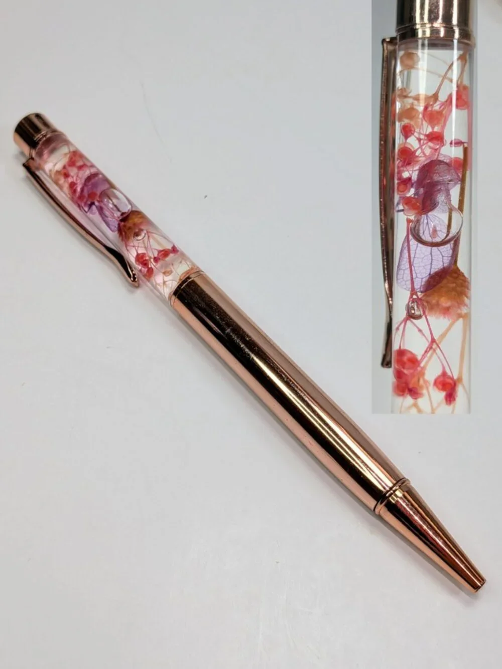 5pc Floating Floral Herbarium Pen Set Light Liquid Motion Cottagecore NEW